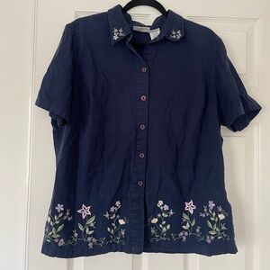 vintage embroidered fashion big shirt (plus size)
